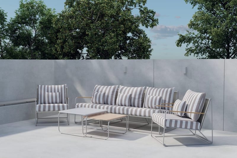 Sofagruppe Palazzo 3-seters sofa + 2 lenestoler med bord utendørs, Grå