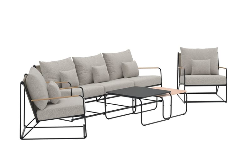 Sofagruppe Palazzo 3-seters sofa + 2 lenestoler med bord utendørs - Svart - Hagemøbler & utemiljø - Hagegruppe - Sofagruppe utendørs
