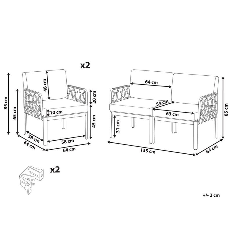 Sofasett Eriche - Beige, Brun - Hagemøbler & utemiljø - Hagegruppe - Sofagruppe utendørs