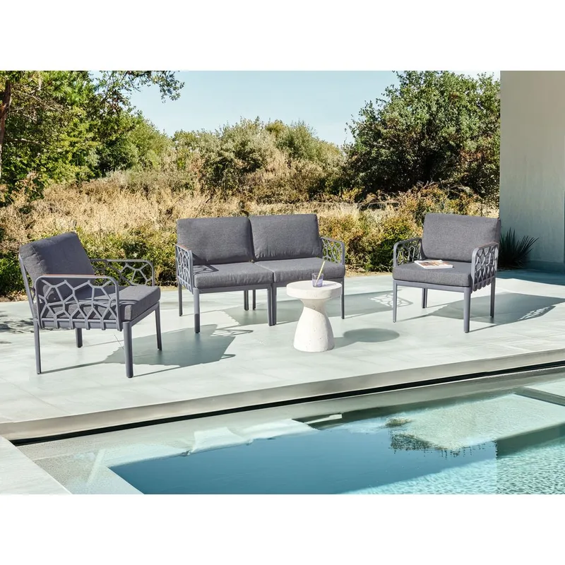 Sofasett Eriche - Grå, Brun - Hagemøbler & utemiljø - Hagegruppe - Sofagruppe utendørs