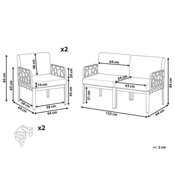 Sofasett Eriche - Grå, Brun - Hagemøbler & utemiljø - Hagegruppe - Sofagruppe utendørs