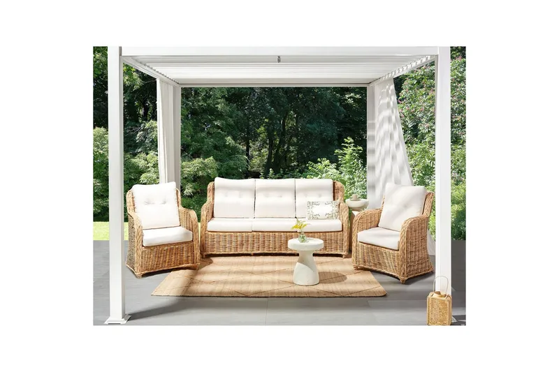 Soffgrupp Beliani Alessano Natural||White - Hagemøbler & utemiljø - Hagegruppe - Sofagruppe utendørs