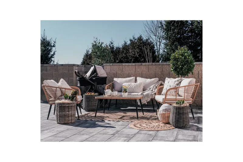 Soffgrupp Beliani Corinth Ii Natural||Grey||Black||Beige - Hagemøbler & utemiljø - Hagegruppe - Sofagruppe utendørs