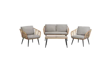 Soffgrupp Beliani Corinth Ii Natural||Grey||Black||Beige - Hagemøbler & utemiljø - Hagegruppe - Sofagruppe utendørs