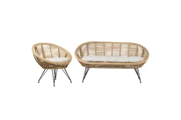 Soffgrupp Beliani Maratea 2-Sits Natural||Black||Beige - Hagemøbler & utemiljø - Hagegruppe - Sofagruppe utendørs