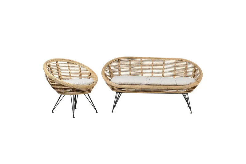 Soffgrupp Beliani Maratea 2-Sits Natural||Black||Beige