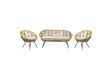 Soffgrupp Beliani Maratea 4-Sits Natural||Black||Beige - Hagemøbler & utemiljø - Hagegruppe - Sofagruppe utendørs