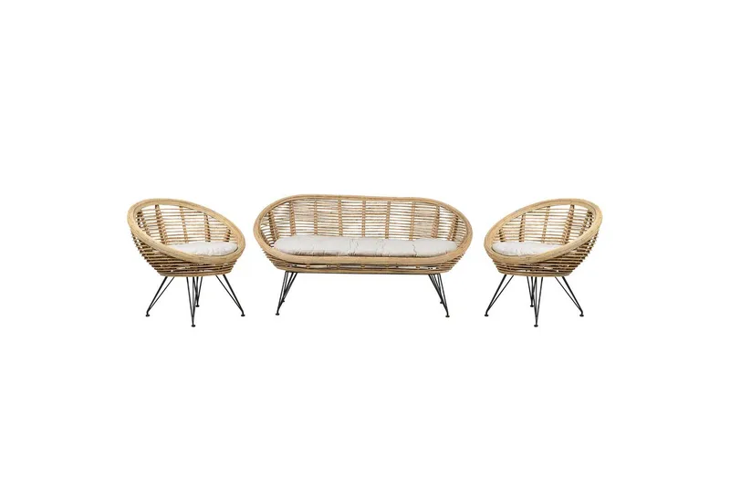 Soffgrupp Beliani Maratea 4-Sits Natural||Black||Beige