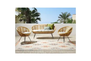 Soffgrupp Beliani Maratea 4-Sits Natural||Black||Beige - Hagemøbler & utemiljø - Hagegruppe - Sofagruppe utendørs