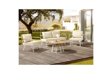 Soffgrupp Beliani Montesilvano Beige||White||Light wood - Hagemøbler & utemiljø - Hagegruppe - Sofagruppe utendørs