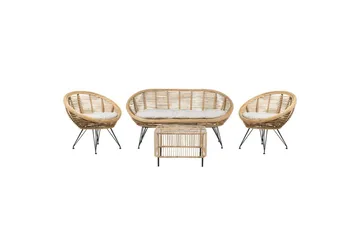 Soffgrupp med bord Beliani Maratea/Cesenatico Natural||Black||Beige - Hagemøbler & utemiljø - Hagegruppe - Sofagruppe utendørs