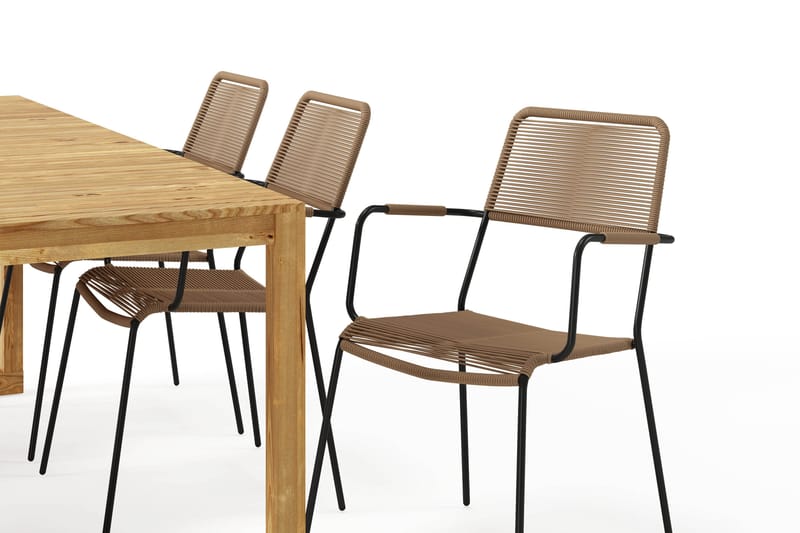 Sofie Spisebord 180 cm med 6 Lindos Spisestoler - Tre/Natur - Hagemøbler & utemiljø - Hagegruppe - Spisegrupper hage