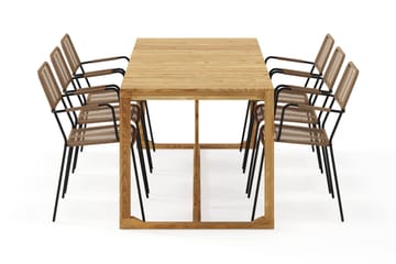 Sofie Spisebord 180 cm med 6 Lindos Spisestoler - Tre/Natur - Hagemøbler & utemiljø - Hagegruppe - Spisegrupper hage
