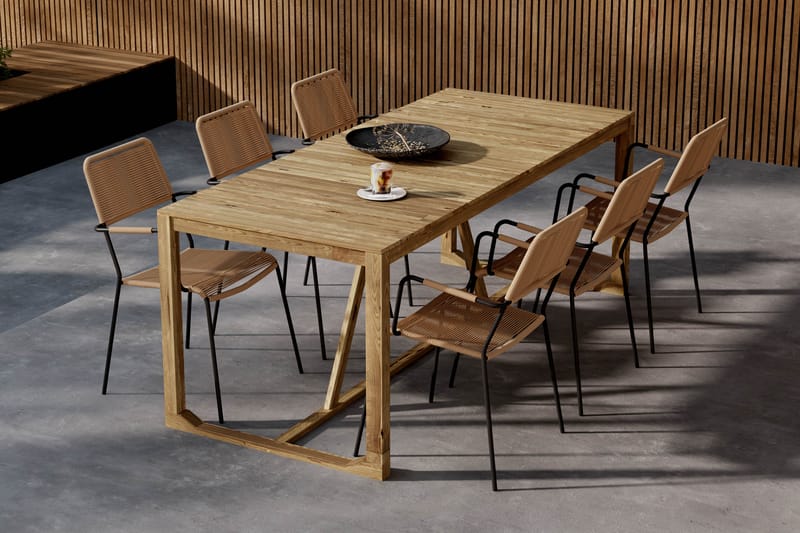 Sofie Spisebord 180 cm med 6 Lindos Spisestoler - Tre/Natur - Hagemøbler & utemiljø - Hagegruppe - Spisegrupper hage
