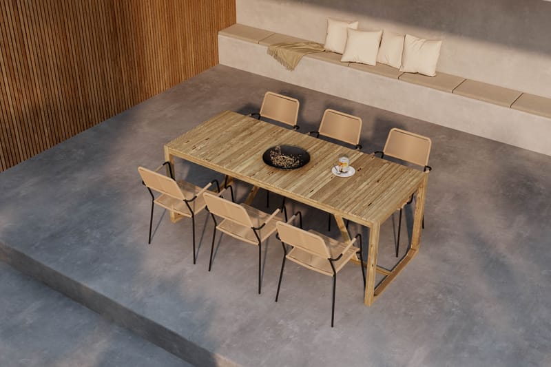 Sofie Spisebord 180 cm med 6 Lindos Spisestoler - Tre/Natur - Hagemøbler & utemiljø - Hagegruppe - Spisegrupper hage