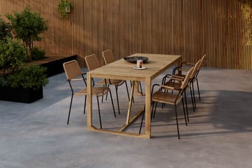 Sofie Spisebord 180 cm med 6 Lindos Spisestoler - Tre/Natur - Hagemøbler & utemiljø - Hagegruppe - Spisegrupper hage