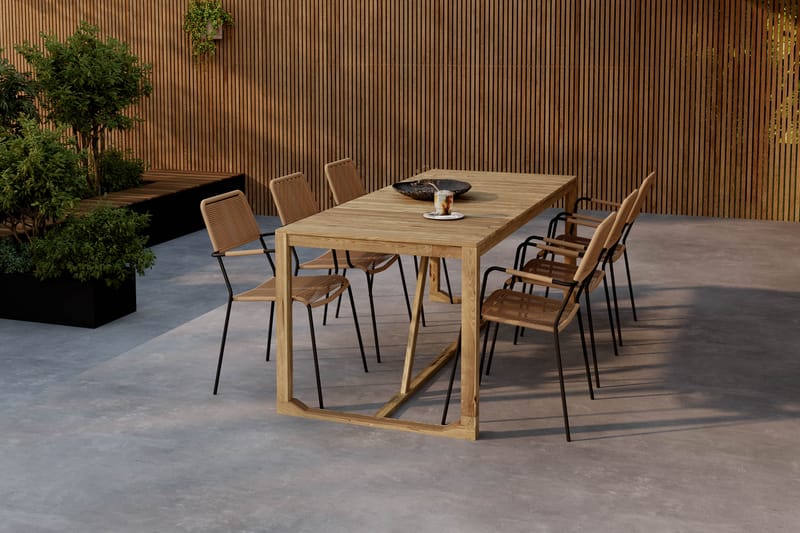 Sofie Spisebord 180 cm med 6 Lindos Spisestoler - Tre/Natur - Hagemøbler & utemiljø - Hagegruppe - Spisegrupper hage