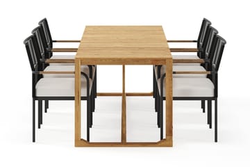Sofie Spisebord 180 cm med 6 Sonia Spisestoler - Tre/Natur - Hagemøbler & utemiljø - Hagegruppe - Spisegrupper hage