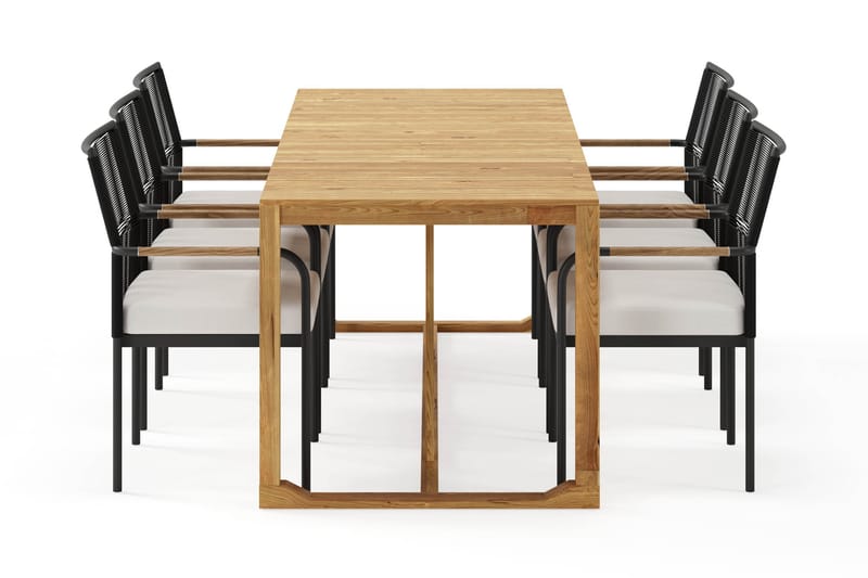 Sofie Spisebord 180 cm med 6 Sonia Spisestoler - Tre/Natur - Hagemøbler & utemiljø - Hagegruppe - Spisegrupper hage