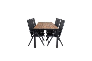 Spisegruppe Bois 200cm + 6 Break Posisjonsstoler Svart/Grå - Venture Home - Hagemøbler & utemiljø - Hagegruppe - Spisegrupper hage