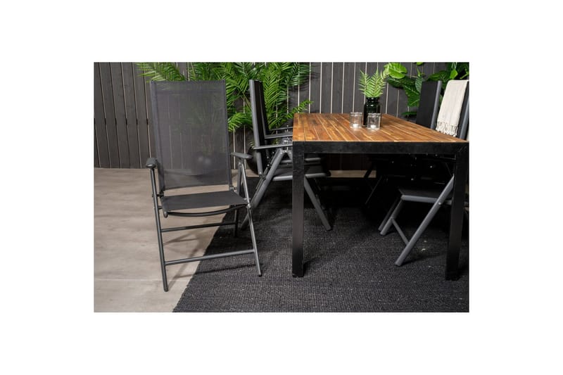 Spisegruppe Bois 200cm + 6 Break Posisjonsstoler Svart/Grå - Venture Home - Hagemøbler & utemiljø - Hagegruppe - Spisegrupper hage