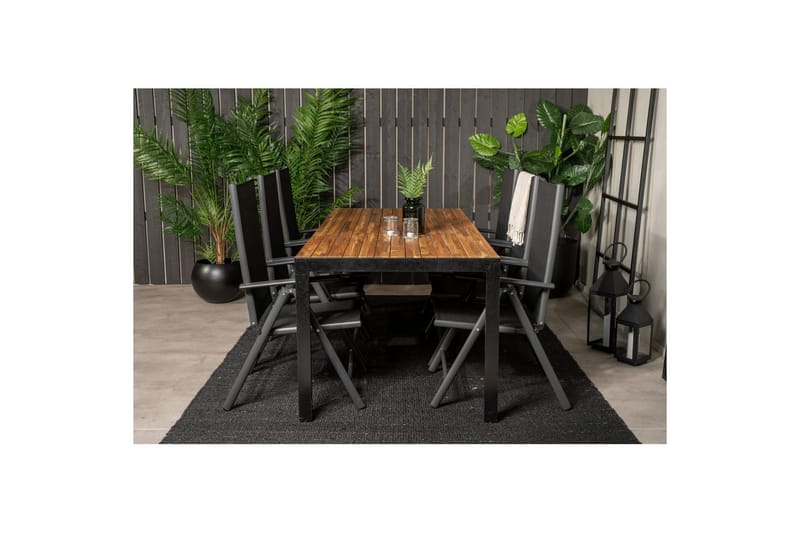 Spisegruppe Bois 200cm + 6 Break Posisjonsstoler Svart/Grå - Venture Home - Hagemøbler & utemiljø - Hagegruppe - Spisegrupper hage