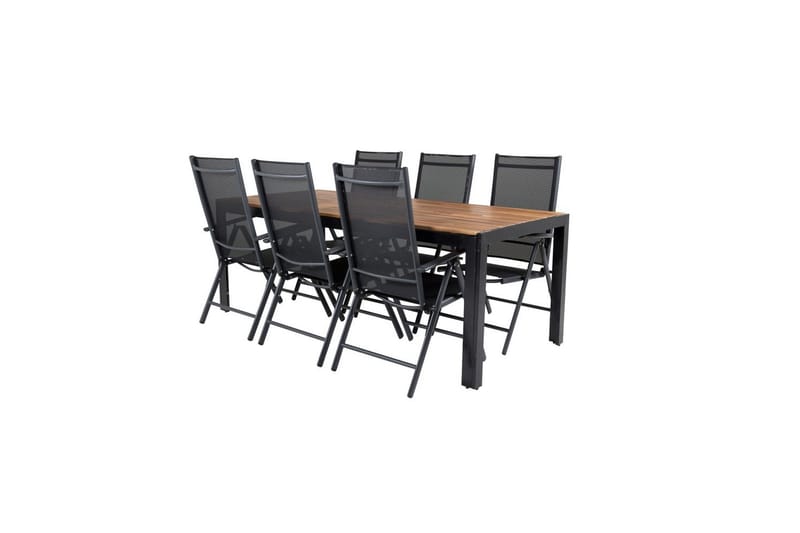 Spisegruppe Bois 200cm + 6 Break Posisjonsstoler Svart/Grå - Venture Home - Hagemøbler & utemiljø - Hagegruppe - Spisegrupper hage