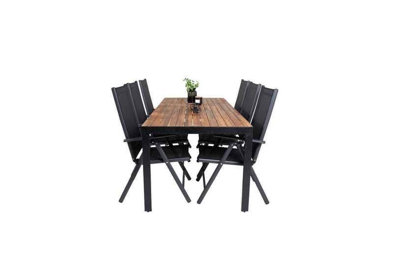 Spisegruppe Bois 200cm + 6 Break Posisjonsstoler Svart/Grå - Venture Home - Hagemøbler & utemiljø - Hagegruppe - Spisegrupper hage