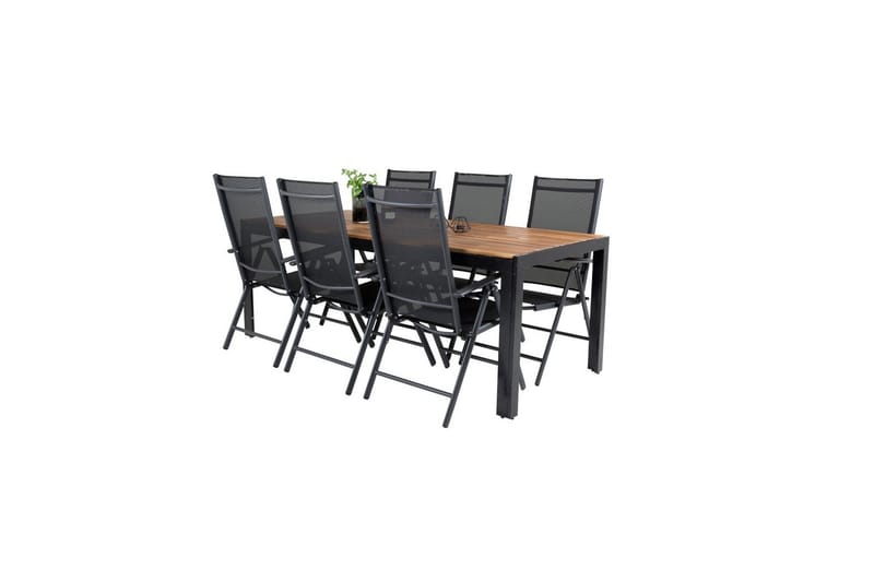 Spisegruppe Bois 200cm + 6 Break Posisjonsstoler Svart/Grå - Venture Home - Hagemøbler & utemiljø - Hagegruppe - Spisegrupper hage