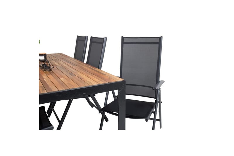 Spisegruppe Bois 200cm + 6 Break Posisjonsstoler Svart/Grå - Venture Home - Hagemøbler & utemiljø - Hagegruppe - Spisegrupper hage