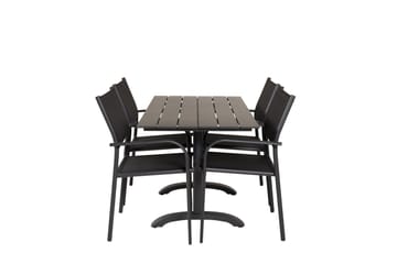 Spisegruppe Denver 120 cm + 4 Santorini Karmstoler Svart - Venture Home - Hagemøbler & utemiljø - Hagegruppe - Cafemøbler & cafesett