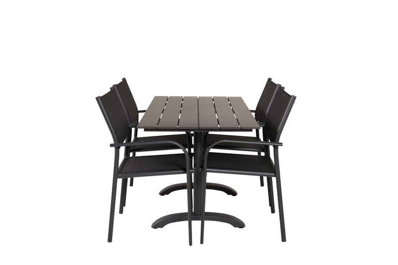 Spisegruppe Denver 120 cm + 4 Santorini Karmstoler Svart - Venture Home - Hagemøbler & utemiljø - Hagegruppe - Cafemøbler & cafesett