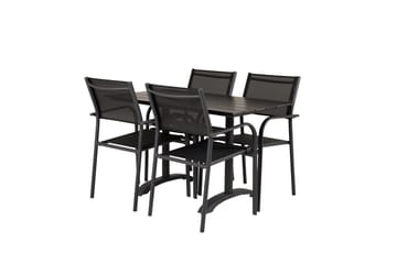 Spisegruppe Denver 120 cm + 4 Santorini Karmstoler Svart - Venture Home - Hagemøbler & utemiljø - Hagegruppe - Cafemøbler & cafesett