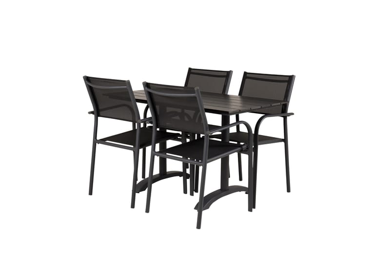 Spisegruppe Denver 120 cm + 4 Santorini Karmstoler Svart - Venture Home - Hagemøbler & utemiljø - Hagegruppe - Cafemøbler & cafesett