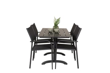 Spisegruppe Denver 120 cm + 4 Santorini Karmstoler Svart - Venture Home - Hagemøbler & utemiljø - Hagegruppe - Cafemøbler & cafesett