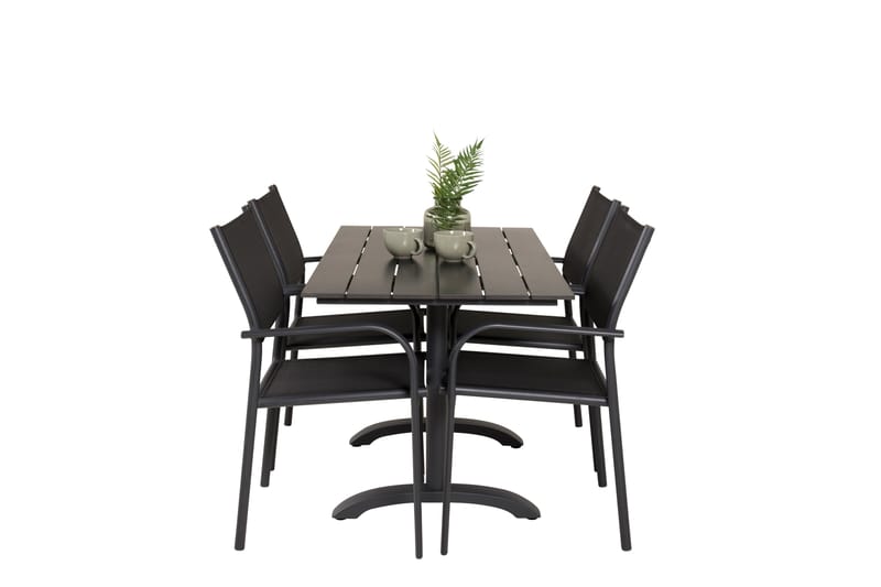 Spisegruppe Denver 120 cm + 4 Santorini Karmstoler Svart - Venture Home - Hagemøbler & utemiljø - Hagegruppe - Cafemøbler & cafesett