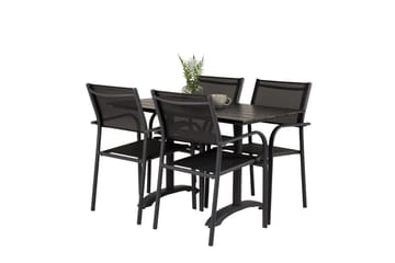 Spisegruppe Denver 120 cm + 4 Santorini Karmstoler Svart - Venture Home - Hagemøbler & utemiljø - Hagegruppe - Cafemøbler & cafesett