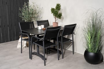 Spisegruppe Denver 120 cm + 4 Santorini Karmstoler Svart - Venture Home - Hagemøbler & utemiljø - Hagegruppe - Cafemøbler & cafesett