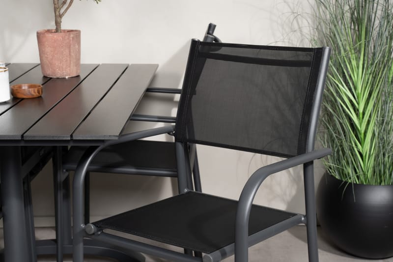 Spisegruppe Denver 120 cm + 4 Santorini Karmstoler Svart - Venture Home - Hagemøbler & utemiljø - Hagegruppe - Cafemøbler & cafesett