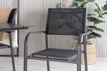 Spisegruppe Denver 120 cm + 4 Santorini Karmstoler Svart - Venture Home - Hagemøbler & utemiljø - Hagegruppe - Cafemøbler & cafesett