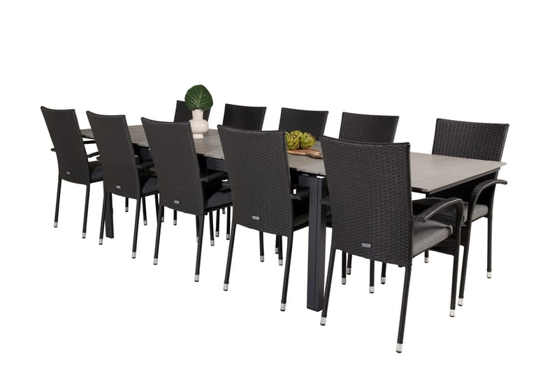 Spisegruppe for utendørsbruk Levels bord 229/310 – svart/grå – Anna-stol – svart 10 Svart/grå - Hagemøbler & utemiljø - Hagegruppe - Spisegrupper hage