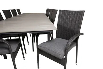 Spisegruppe for utendørsbruk Levels bord 229/310 – svart/grå – Anna-stol – svart 10 Svart/grå - Hagemøbler & utemiljø - Hagegruppe - Spisegrupper hage
