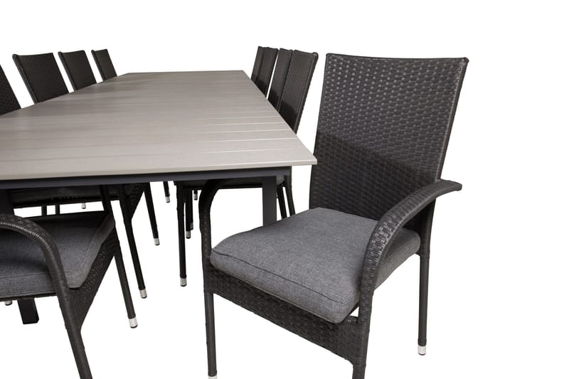 Spisegruppe for utendørsbruk Levels bord 229/310 – svart/grå – Anna-stol – svart 10 Svart/grå - Hagemøbler & utemiljø - Hagegruppe - Spisegrupper hage