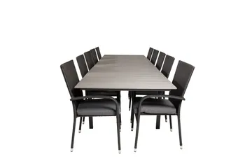 Spisegruppe for utendørsbruk Levels bord 229/310 – svart/grå – Anna-stol – svart 10 Svart/grå - Hagemøbler & utemiljø - Hagegruppe - Spisegrupper hage