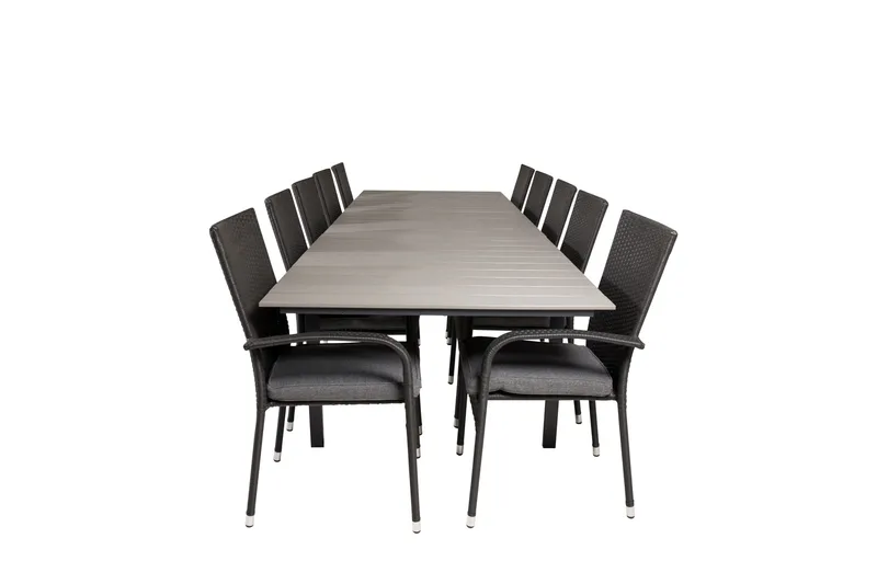 Spisegruppe for utendørsbruk Levels bord 229/310 – svart/grå – Anna-stol – svart 10 Svart/grå