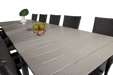 Spisegruppe for utendørsbruk Levels bord 229/310 – svart/grå – Anna-stol – svart 10 Svart/grå - Hagemøbler & utemiljø - Hagegruppe - Spisegrupper hage