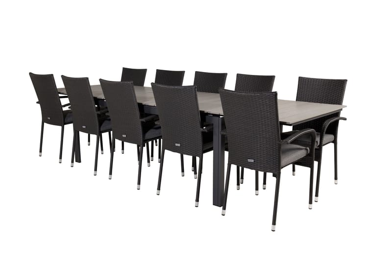 Spisegruppe for utendørsbruk Levels bord 229/310 – svart/grå – Anna-stol – svart 10 Svart/grå - Hagemøbler & utemiljø - Hagegruppe - Spisegrupper hage