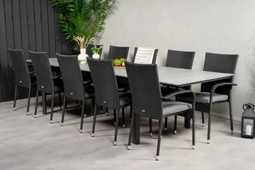 Spisegruppe for utendørsbruk Levels bord 229/310 – svart/grå – Anna-stol – svart 10 Svart/grå - Hagemøbler & utemiljø - Hagegruppe - Spisegrupper hage