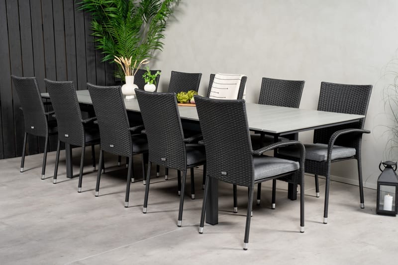 Spisegruppe for utendørsbruk Levels bord 229/310 – svart/grå – Anna-stol – svart 10 Svart/grå - Hagemøbler & utemiljø - Hagegruppe - Spisegrupper hage