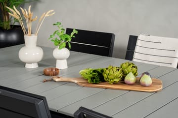 Spisegruppe for utendørsbruk Levels bord 229/310 – svart/grå – Levels stol (stapelbar) – svart alu / svart Aintwood 6 Svart/grå - Hagemøbler & utemiljø - Hagegruppe - Spisegrupper hage